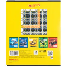 Зошит 12 арк., клітинка, гібр. лак + УФ лак, Hot Wheels HW25-232-1 Kite