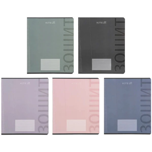 Зошит 18 арк., клітинка, софт тач + УФ лак, Kite One color K25-236-2