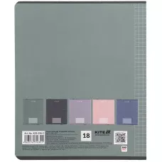 Зошит 18 арк., клітинка, софт тач + УФ лак, Kite One color K25-236-2