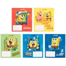 Зошит 18 арк., клітинка, гібр. лак + УФ лак, SpongeBob SquarePants SB25-236 Kite