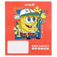 Зошит 18 арк., клітинка, гібр. лак + УФ лак, SpongeBob SquarePants SB25-236 Kite
