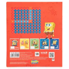 Зошит 18 арк., клітинка, гібр. лак + УФ лак, SpongeBob SquarePants SB25-236 Kite