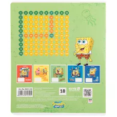 Зошит 18 арк., клітинка, гібр. лак + УФ лак, SpongeBob SquarePants SB25-236 Kite