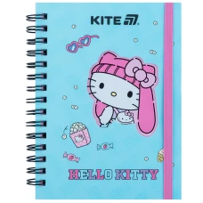 Блокнот вирубка, спіраль, на резинку, А6, 80арк., кліт, Hello Kitty HK25-229-1 Kite