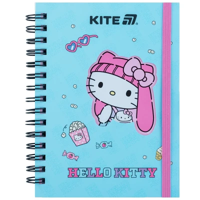 Блокнот вирубка, спіраль, на резинку, А6, 80арк., кліт, Hello Kitty HK25-229-1 Kite