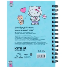 Блокнот вирубка, спіраль, на резинку, А6, 80арк., кліт, Hello Kitty HK25-229-1 Kite