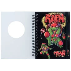 Блокнот вирубка, спіраль, на резинку, А6, 80арк., кліт, Ninja Turtles NT25-229 Kite