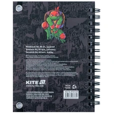 Блокнот вирубка, спіраль, на резинку, А6, 80арк., кліт, Ninja Turtles NT25-229 Kite