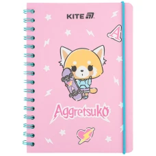 Блокнот на спіралі А5, 80 арк., кліт., Aggretsuko AR25-190 Kite