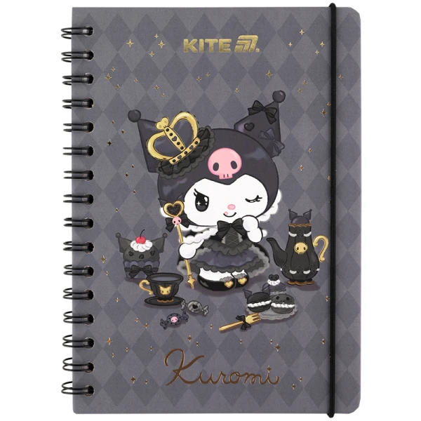 Блокнот на спіралі А5, 80 арк., кліт., Kuromi HK25-190 Kite