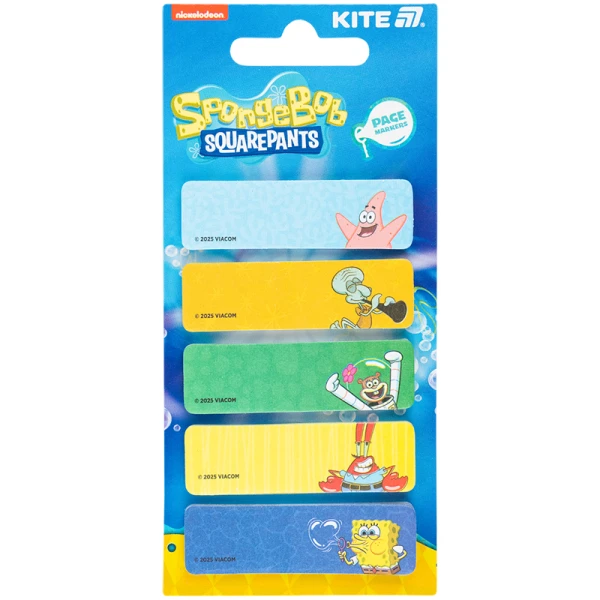Закладка паперова з малюнком, 5х15х50мм,100 шт, прям., Sponge Bob SB25-480 Kite