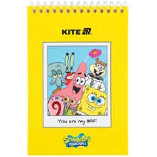Блокнот пласт обкл., спіраль, А6, 48арк., нелінований Sponge Bob SB25-196 Kite