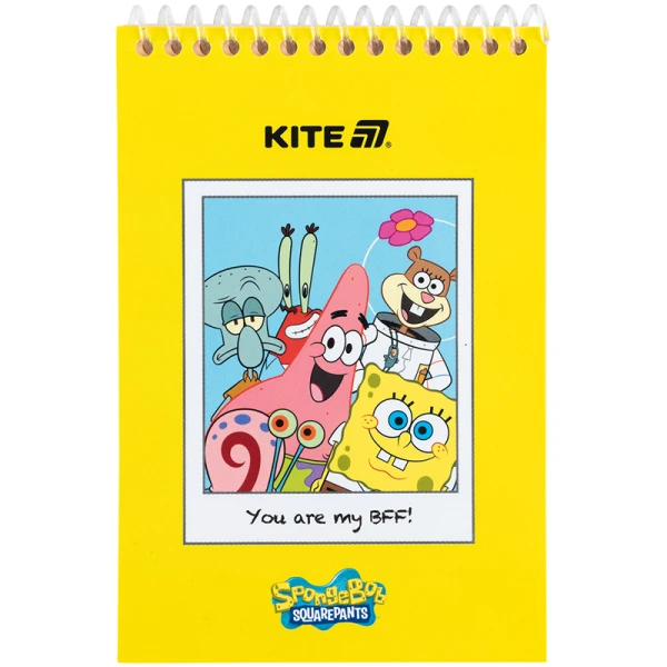 Блокнот пласт обкл., спіраль, А6, 48арк., нелінований Sponge Bob SB25-196 Kite