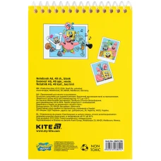 Блокнот пласт обкл., спіраль, А6, 48арк., нелінований Sponge Bob SB25-196 Kite