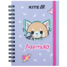 Блокнот вирубка, спіраль, на резинку, А6, 80арк., кліт, Aggretsuko AR25-229 Kite