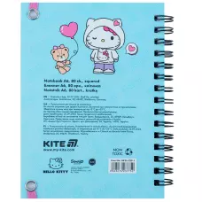 Блокнот вирубка, спіраль, на резинку, А6, 80арк., кліт, Hello Kitty HK25-229-1 Kite