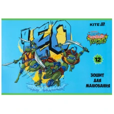 Зошит для малювання, 12 арк., скоба, гібр. лак + УФ лак, Ninja Turtles NT25-241 Kite