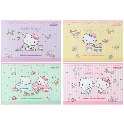 Зошит для малювання, 12 арк., скоба, софт тач + УФ лак, Hello Kitty HK25-241-1 Kite