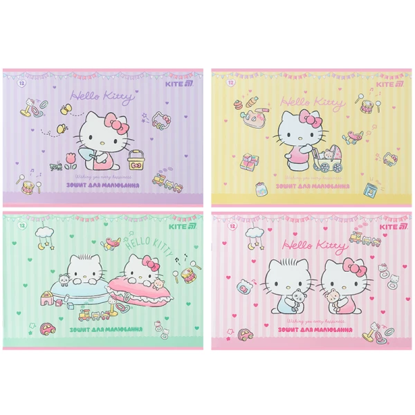 Зошит для малювання, 12 арк., скоба, софт тач + УФ лак, Hello Kitty HK25-241-1 Kite