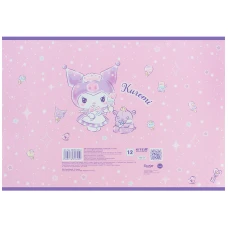 Зошит для малювання, 12 арк., скоба, фольга + УФ лак, Kuromi HK25-241-2 Kite