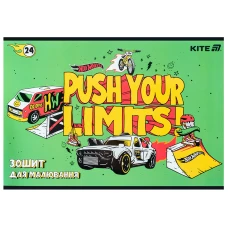 Зошит для малювання, 24 арк., скоба, гібр. лак + УФ лак, Hot Wheels HW25-242 Kite