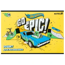 Зошит для малювання, 24 арк., скоба, гібр. лак + УФ лак, Hot Wheels HW25-242 Kite