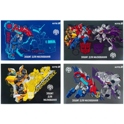 Зошит для малювання, 24 арк., скоба, гібр. лак + УФ лак, Transformers TF25-242 Kite