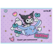 Зошит для малювання, 24 арк., скоба, софт тач + УФ лак, Kuromi HK25-242-2 Kite