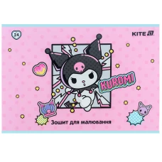 Зошит для малювання, 24 арк., скоба, софт тач + УФ лак, Kuromi HK25-242-2 Kite