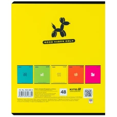 Зошит 48 арк., клітинка, УФ лак об'ємний + софт тач, One color K25-259-2 Kite
