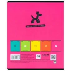 Зошит 48 арк., клітинка, УФ лак об'ємний + софт тач, One color K25-259-2 Kite