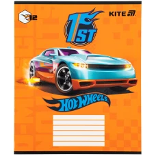 Зошит 12 арк., коса, гібр. лак + УФ лак, Hot Wheels HW25-235 Kite