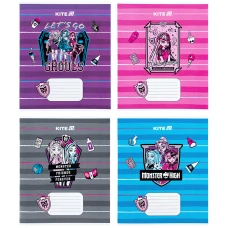 Зошит 12 арк., коса, гібр. лак + УФ лак,Monster High Ninja Turtles MH25-235 Kite