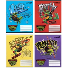 Зошит 12 арк., коса, гібр. лак + УФ лак, Ninja Turtles NT25-235 Kite