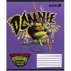 Зошит 12 арк., коса, гібр. лак + УФ лак, Ninja Turtles NT25-235 Kite
