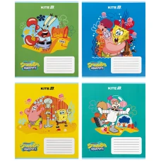 Зошит 12 арк., коса, гібр. лак + УФ лак, SpongeBob SquarePants SB25-235 Kite