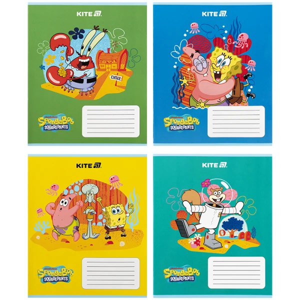 Зошит 12 арк., коса, гібр. лак + УФ лак, SpongeBob SquarePants SB25-235 Kite