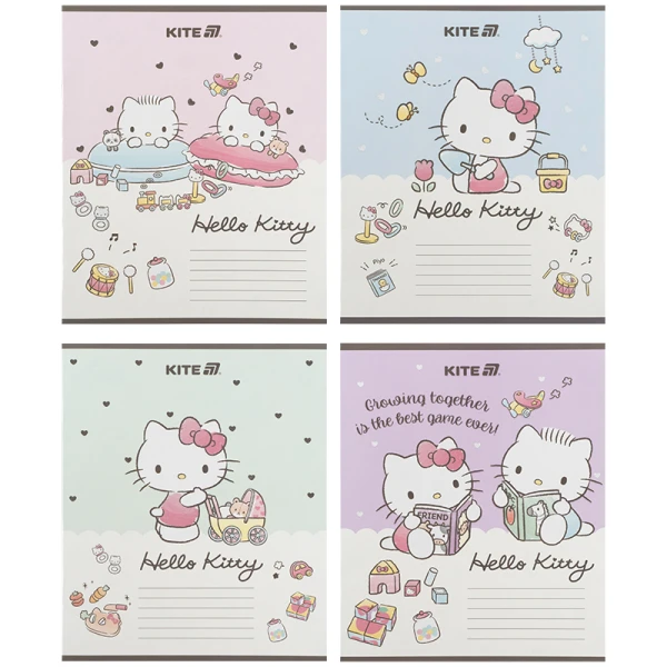 Зошит 12 арк., коса, УФ лак + глітер, Hello Kitty HK25-235-1 Kite