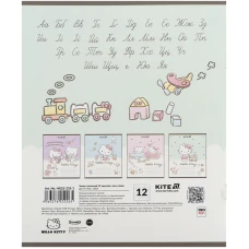 Зошит 12 арк., коса, УФ лак + глітер, Hello Kitty HK25-235-1 Kite