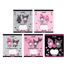Зошит 18 арк., клітинка, фольга + УФ лак, Kuromi HK25-236-2 Kite