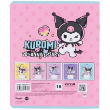 Зошит 18 арк., лінія, софт-тач + УФ лак, Kuromi HK25-237-2 Kite