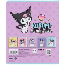 Зошит 18 арк., лінія, софт-тач + УФ лак, Kuromi HK25-237-2 Kite