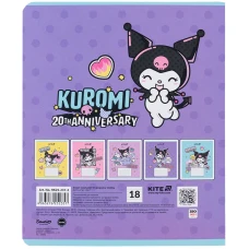 Зошит 18 арк., лінія, софт-тач + УФ лак, Kuromi HK25-237-2 Kite