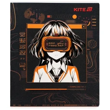 Зошит 24 арк., клітинка, гібр. лак + УФ лак, Kite Anime K25-238-1