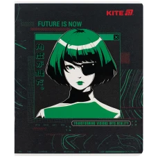 Зошит 24 арк., клітинка, гібр. лак + УФ лак, Kite Anime K25-238-1