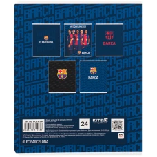 Зошит 24 арк., клітинка, софт тач + УФ лак, FC Barcelona BC25-238 Kite
