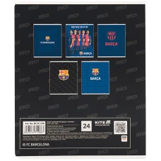 Зошит 24 арк., клітинка, софт тач + УФ лак, FC Barcelona BC25-238 Kite