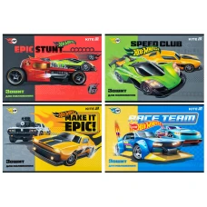 Зошит для малювання, 12 арк., скоба, софт тач + УФ лак, Hot Wheels HW25-241 Kite