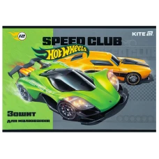 Зошит для малювання, 12 арк., скоба, софт тач + УФ лак, Hot Wheels HW25-241 Kite