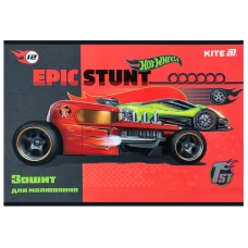 Зошит для малювання, 12 арк., скоба, софт тач + УФ лак, Hot Wheels HW25-241 Kite